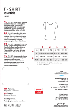 Ilustracja białej, bezszwowej koszulki T-shirt damskiej z krótkim rękawem i okrągłym dekoltem.