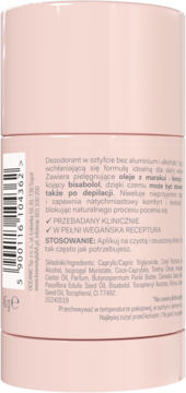 Tył różowego dezodorantu AA Cotton w sztyfcie, bez aluminium i alkoholu, wegański, z bisabololem.