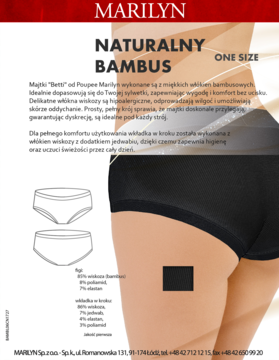 Czarne figi damskie Marilyn Naturalny Bambus o pełnym kroju, prążkowanej fakturze, na modelce i w rysunkach.