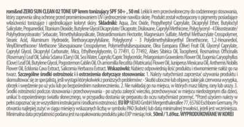 Szczegółowy tekst etykiety kremu Zero Sun CLEAN 02 TONE UP SPF 50+ z listą składników i opisem.
