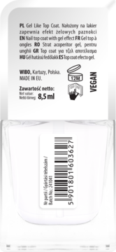 WIBO Gel Like ,top coat, efekt żelowy,tył