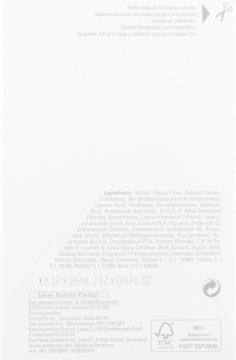 Tył białego opakowania serum Goldwell Dualsenses Rich Repair 12x18ml ze słabo widoczną listą składników.