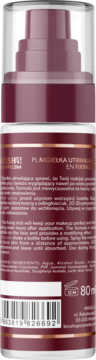 Matująca mgiełka utrwalająca makijaż Brush Up! 80ml, widok z tyłu z etykietą i kodem kreskowym.