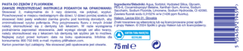 Sensodyne ProSzkliwo pasta do zębów dla dzieci 75ml, tył tubki z niebiesko-białym opakowaniem i polskimi instrukcjami.