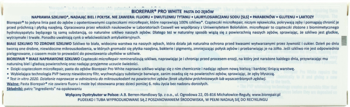 Karta informacyjna pasty Biorepair Pro White: biała strona z gęstym tekstem i nagłówkiem.