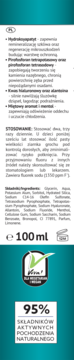 Tył opakowania pasty Bio Madent 100ml, odbudowującej szkliwo, z opisem i 95% naturalnych składników.