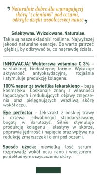 UZDROVISCO Świetlik ,serum pod oczy, z 3% wit. C, rozjaśniające, przeciwzmarszczkowe,tył