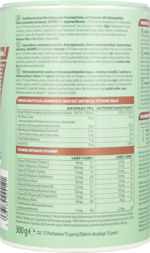 WellMix Vegan Protein czekolada-orzech, zielone opakowanie, tył z tabelą wartości odżywczych i składników.
