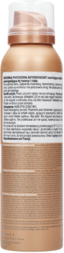 Bioderma Photoderm samoopalająca mgiełka w brązowej butelce, widok z tyłu z polskim opisem produktu.
