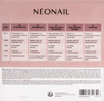 NEONAIL ,zestaw do manicure hybrydowego + mini lampa UV White,tył