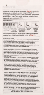 Instrukcja użycia naklejek hybrydowych Ohora, biała ulotka z czarnym tekstem i diagramami aplikacji.