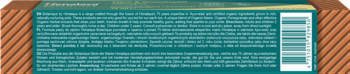 Tył opakowania pasty do zębów Himalaya Botanique Neem i Granat z tekstem i kodem kreskowym.