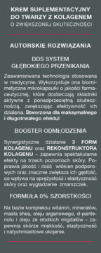 Tekstowy opis kremu Janda Men z kolagenem dla mężczyzn: działanie, składniki aktywne. Ciemnoszare tło.