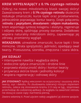 MIRACULUM Retinol Age-Synergy,krem do twarzy, wypełniający, z 0,1% Retinolem, na noc,tył