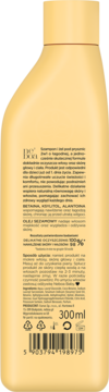 Tył beżowej butelki Neboa Kids delikatnego szamponu i żelu 2w1 300ml dla dzieci, z listą składników.