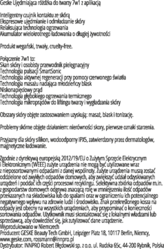 Skan dokumentu w języku polskim, opisujący cechy i zastosowanie różdżki Geske 7w1 do pielęgnacji twarzy.