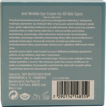 FRULATTE Vitamin C ,krem pod oczy, przeciwzmarszczkowy, z witaminą C,tył