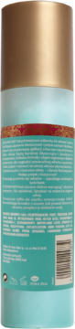 Tył jasnoniebieskiej butelki Arganicare Express Hair Repair ze złotą nakrętką, widoczna etykieta i kod kreskowy.