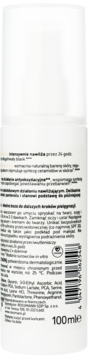 Toner do twarzy w sprayu z niacynamidem i wit. C, biała butelka 100ml, widok z tyłu z opisem składników po polsku.