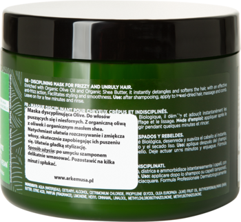 GREEN ARKEMUSA MILANO Olive ,maska do włosów puszących się, dyscyplinująca,tył