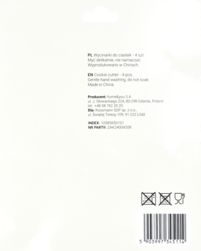 ELOY ,foremki do wycinania ciastek, fioletowe,tył