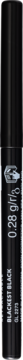 Czarna diamentowa kredka do oczu Avon Glimmerstick, pionowo, z rozmytym białym tekstem i srebrnym logo.