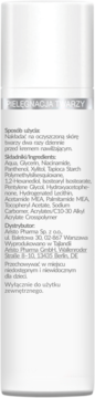 Tylna strona białej butelki serum Physiogel Łagodzenie i Ulga, z listą składników i opisem w języku polskim.