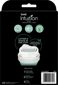 WILKINSON SWORD Intuition 2in1 Sensitive Care,maszynka do golenia, rączka + 6 wkładów, XXL zestaw,tył