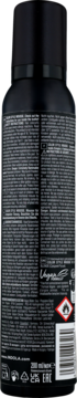 Tył czarnej pianki koloryzującej Indola Color Style, widoczne szczegółowe informacje, ostrzeżenia i kod.