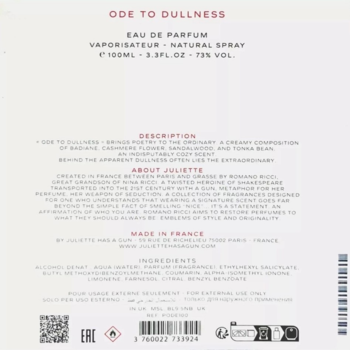 JULIETTE HAS A GUN Ode To Dullness ,woda perfumowana unisex,tył