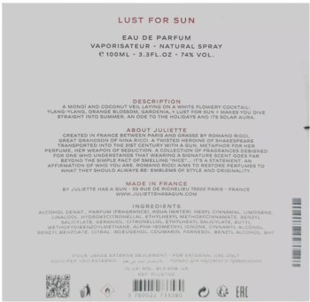 JULIETTE HAS A GUN Lust For Sun ,woda perfumowana unisex,tył