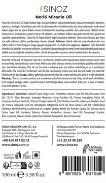 SINOZ No:16 ,olejek pielęgnacyjny do twarzy, ciała i włosów,tył