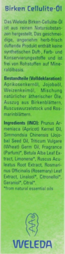 Weleda Birken Cellulite-Öl w zielonym, prostokątnym opakowaniu, widok z przodu, z niemieckim opisem.