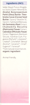 Detailed view of Weleda moisturizing night cream's INCI ingredients list, featuring plant extracts.