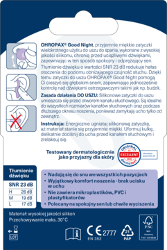 OHROPAX Good Night ,zatyczki do uszu,  z formowalnego silikonu,tył