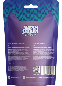HAPPY SNACKY ,przysmak dla kota, chmurki z kaczki,tył