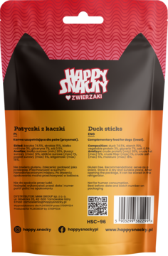 HAPPY SNACKY ,przysmak dla psa, patyczki z kaczki,tył