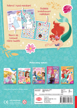 AMEET Disney Księżniczka,brokatowe naklejki, Kwiaty,tył