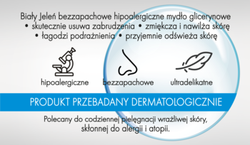 BIAŁY JELEŃ Hipoalergiczny ,mydło w kostce, bezzapachowe, ultradelikatne, do skóry wrażliwej,tył