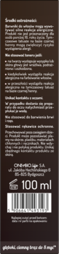 Tył ciemnobrązowego opakowania tonera OnlyBio Hair in Balance, z ostrzeżeniami, kodem kreskowym i napisem 'do 8 myć'.