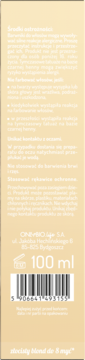 Tył opakowania tonera OnlyBio do włosów blond 100ml z kodem kreskowym i napisem 'złocisty blond'.