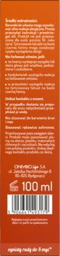 Tył pomarańczowego opakowania tonera do włosów OnlyBio ognisty rudy 100ml z ostrzeżeniami i kodem kreskowym.