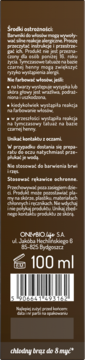 Tył opakowania tonera OnlyBio Hair in Balance 100 ml w kolorze chłodnego brązu, z informacją o 8 myciach.