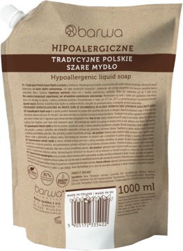 BARWA ,mydło w płynie, tradycyjne, szare, hipoalergiczne, zapas,tył