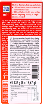 RITTER SPORT Mini ,mieszanka czekoladowa,tył