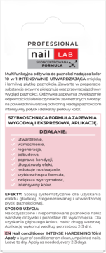Tył odżywki Bielenda Professional Nail Lab 10w1 Intensywnie Utwardzającej, z opisem działania i sposobu użycia.