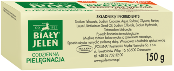 BIAŁY JELEŃ Codzienna Pielęgnacja ,mydło w kostce, dermatologiczne, tradycyjnie warzone z Lnem, do skóry wrażliwej,tył