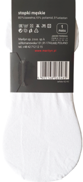 MARILYN Prestige Line ,stopki męskie, Cotton, Białe, rozm. 42-45,tył