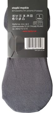 MARILYN Prestige Line ,stopki męskie, Cotton, Ciemnoszare, rozm. 42-45,tył