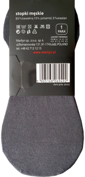 MARILYN Prestige Line ,stopki męskie, Cotton, Ciemnoszare, rozm. 39-42,tył
